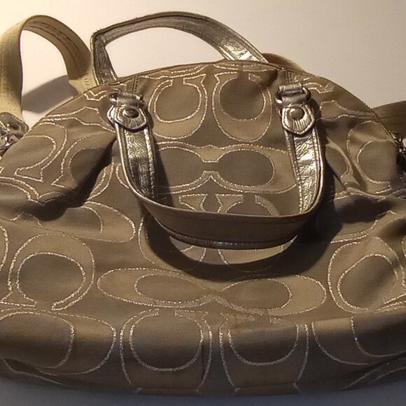 Coach Poppy Signature C Monogram Satchel Handbag Grey/Silver - Picture 4 of 16